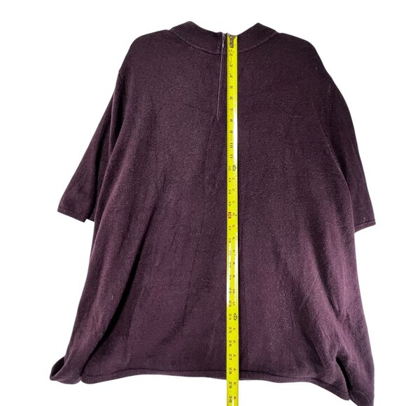 Maggie Barnes 4x Purple Knit Short Sleeve Sweater Back Zipper Textured Front - Picture 9 of 10